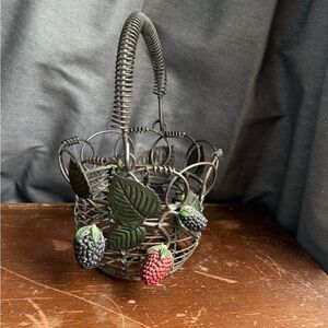Decorative Wire Basket with Berry Accents